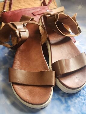 MIA Brown Platform Sandals with Ankle Strap